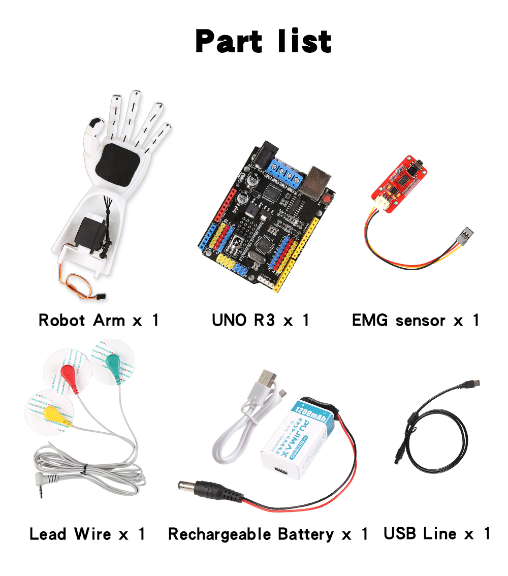 EMG Sensor Robotic Arm Electri - огляд і ціна Science Robot